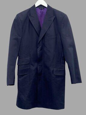 PAUL SMITH Navy Blue Classic Topcoat Sz 40 Cotton